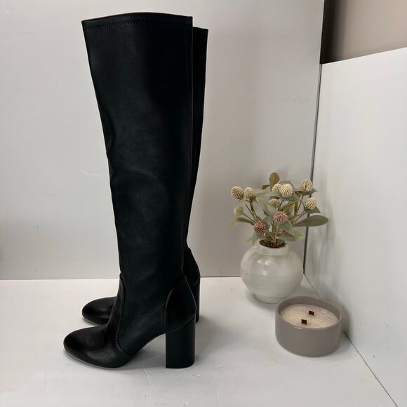 Stuart Weitzman Yuliana 85 Slouch Chunky Block Heel Boot Black Women 7.5B - Picture 3 of 10